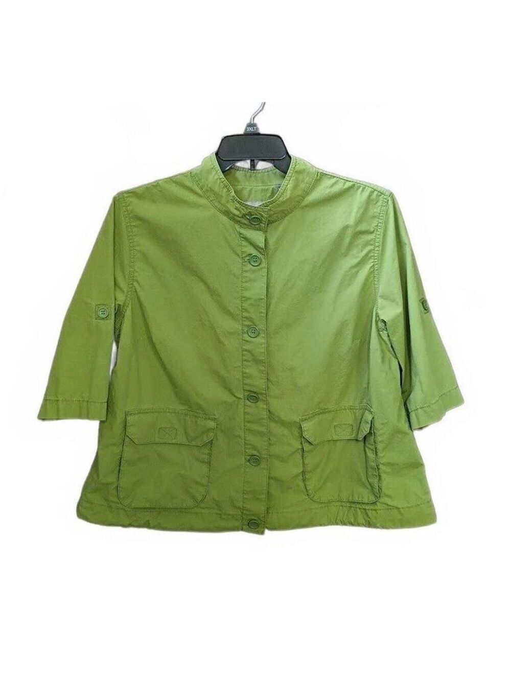 Liz Claiborne Green Button-Up Jacket with Pockets, Plus Size 1X